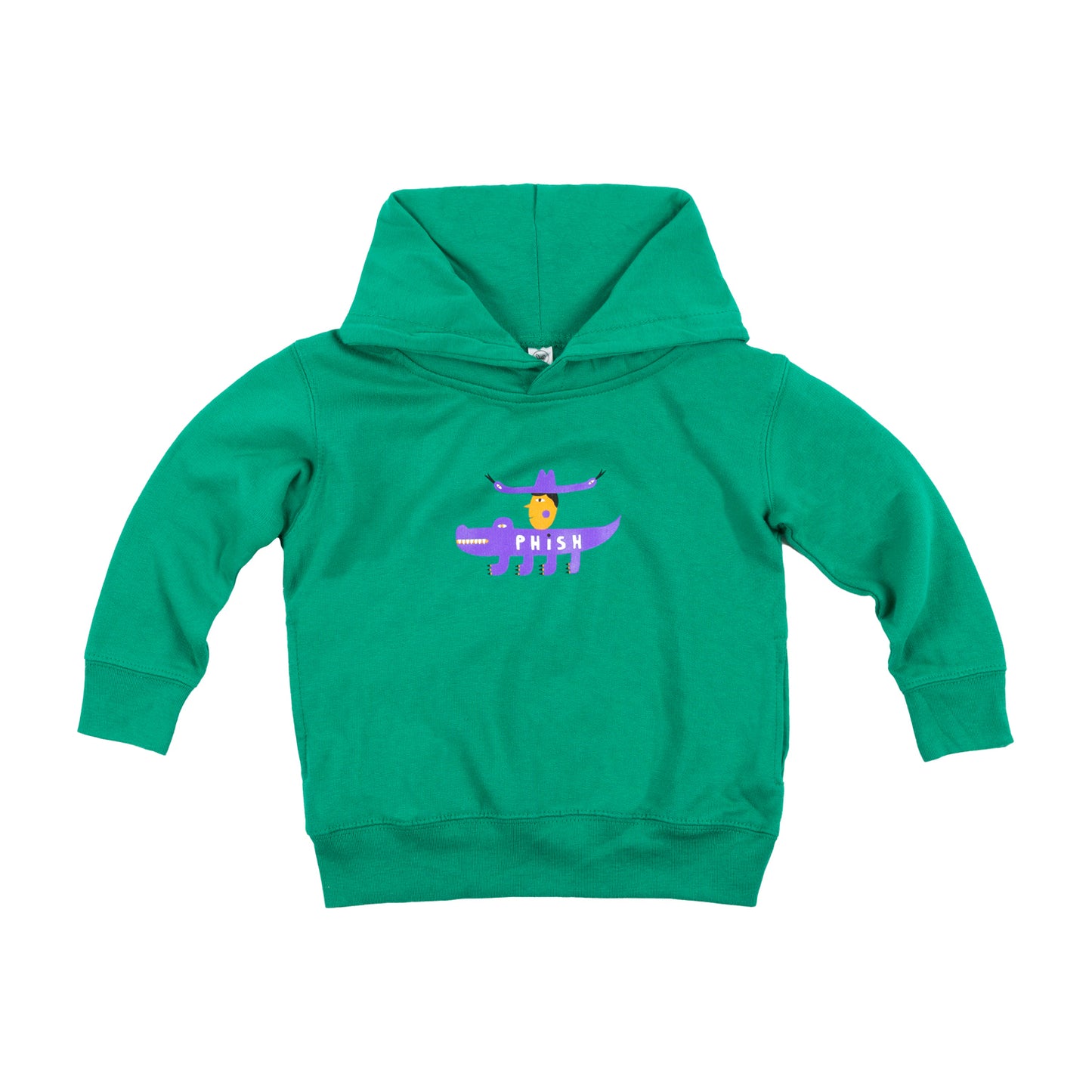 Kids Gator Pullover Hoodie on Kelly Green