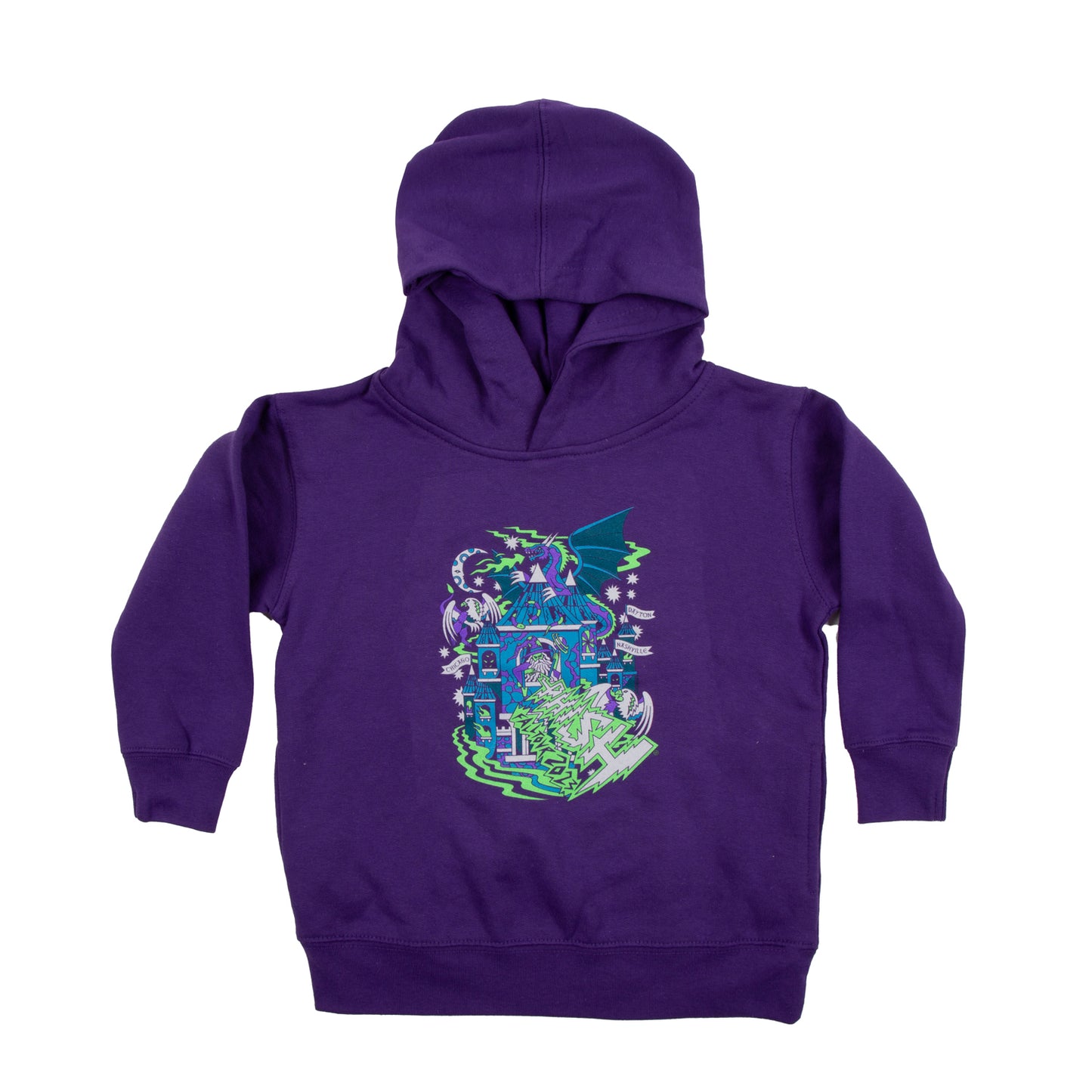 Fall '23 Kid's Crumbling Castle Hoodie on Purple