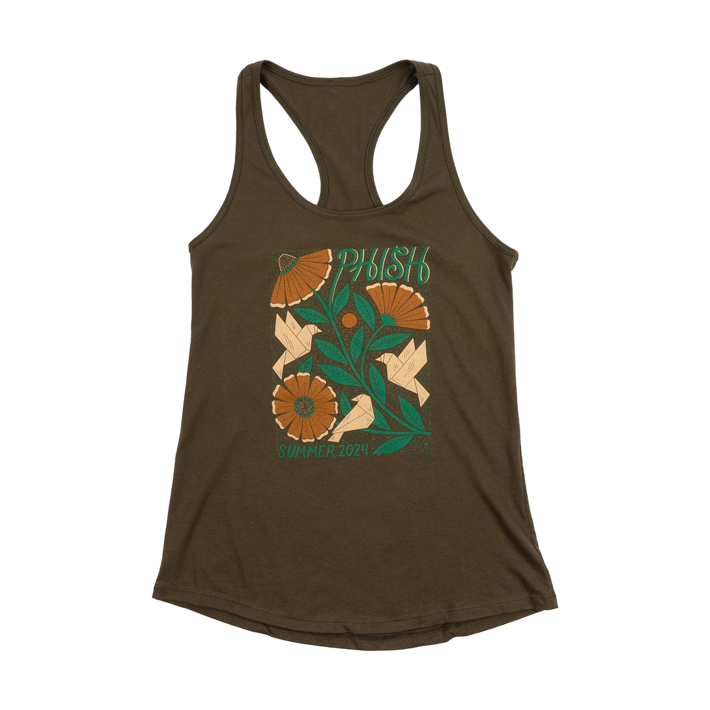 Women's Origami Flight Summer Tour '24 Tank Top on Military Green
