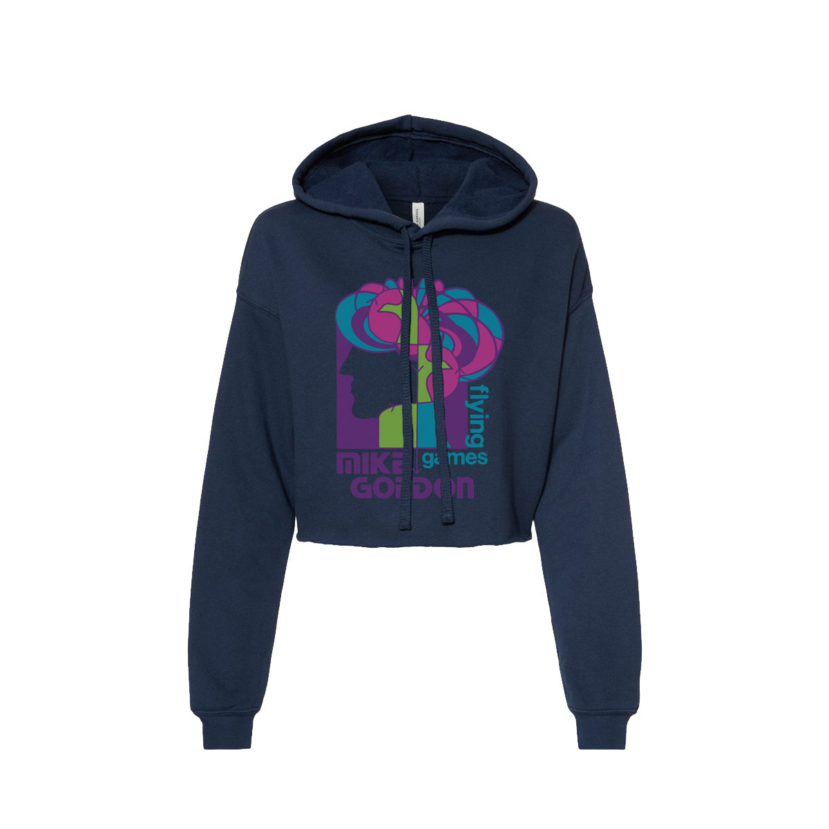 Women's Cropped Mike Gordon Flying Games Hoodie on Navy