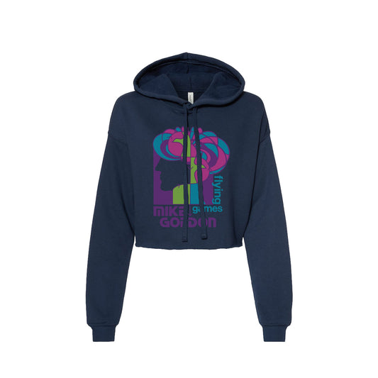 Women's Cropped Mike Gordon Flying Games Hoodie on Navy