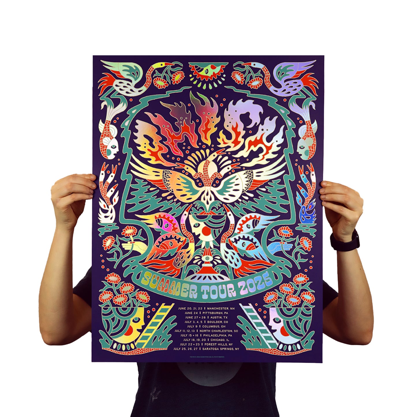 Flaming Bird Heads Summer Tour LE Poster - Dry Goods Exclusive Foil Variant