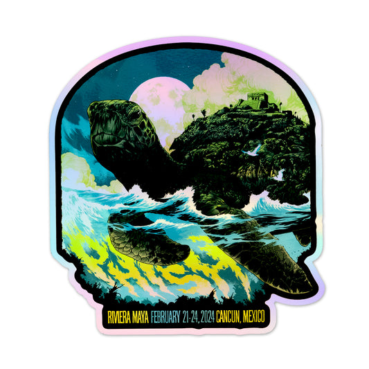 Riviera Maya '24 Turtle Waves Holographic Sticker