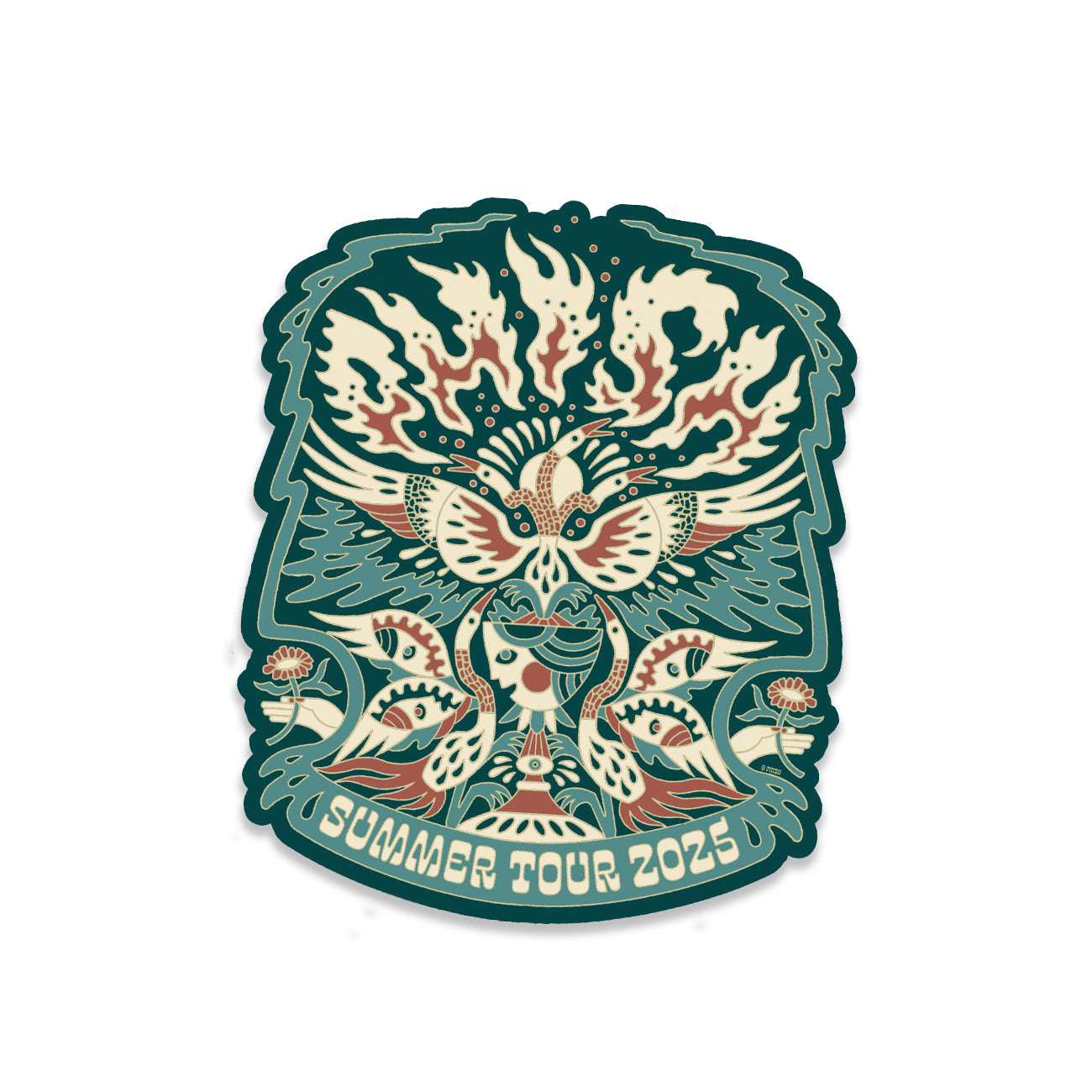 Flaming Bird Head Summer Tour Sticker