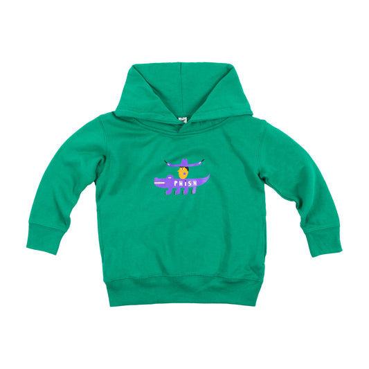 Kids Gator Pullover Hoodie on Kelly Green