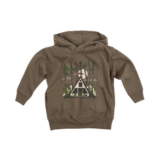Kids Take The A Frame Pullover Hoodie on Military Green