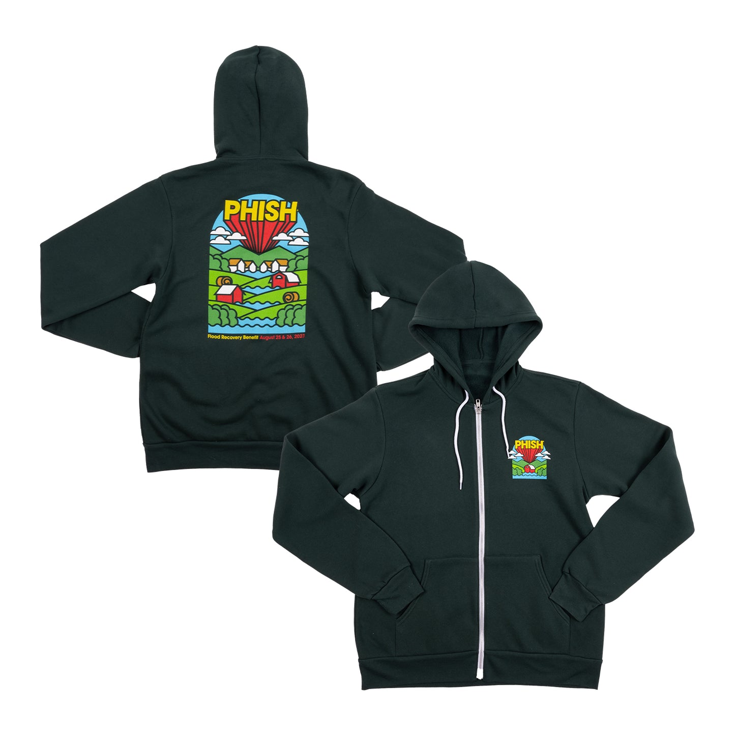 The Flow Zip Up Hoodie on Forest Green