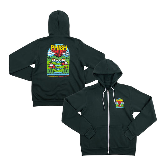 The Flow Zip Up Hoodie on Forest Green