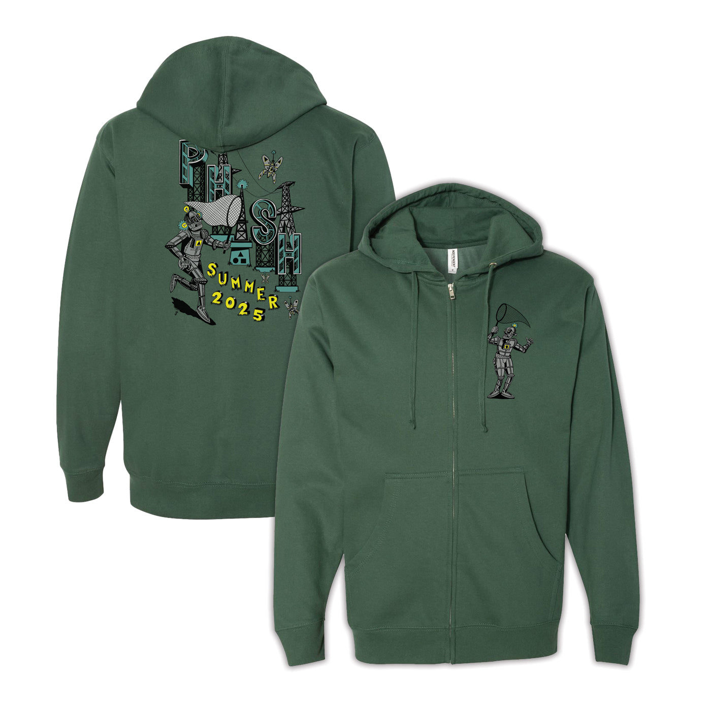 Pollock Robot Butterflies Summer Tour 2025 Zip-Up Hoodie
