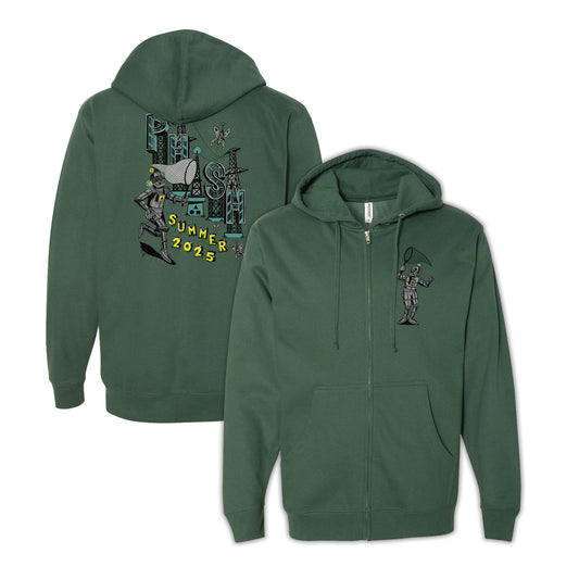 Pollock Robot Butterflies Summer Tour 2025 Zip-Up Hoodie