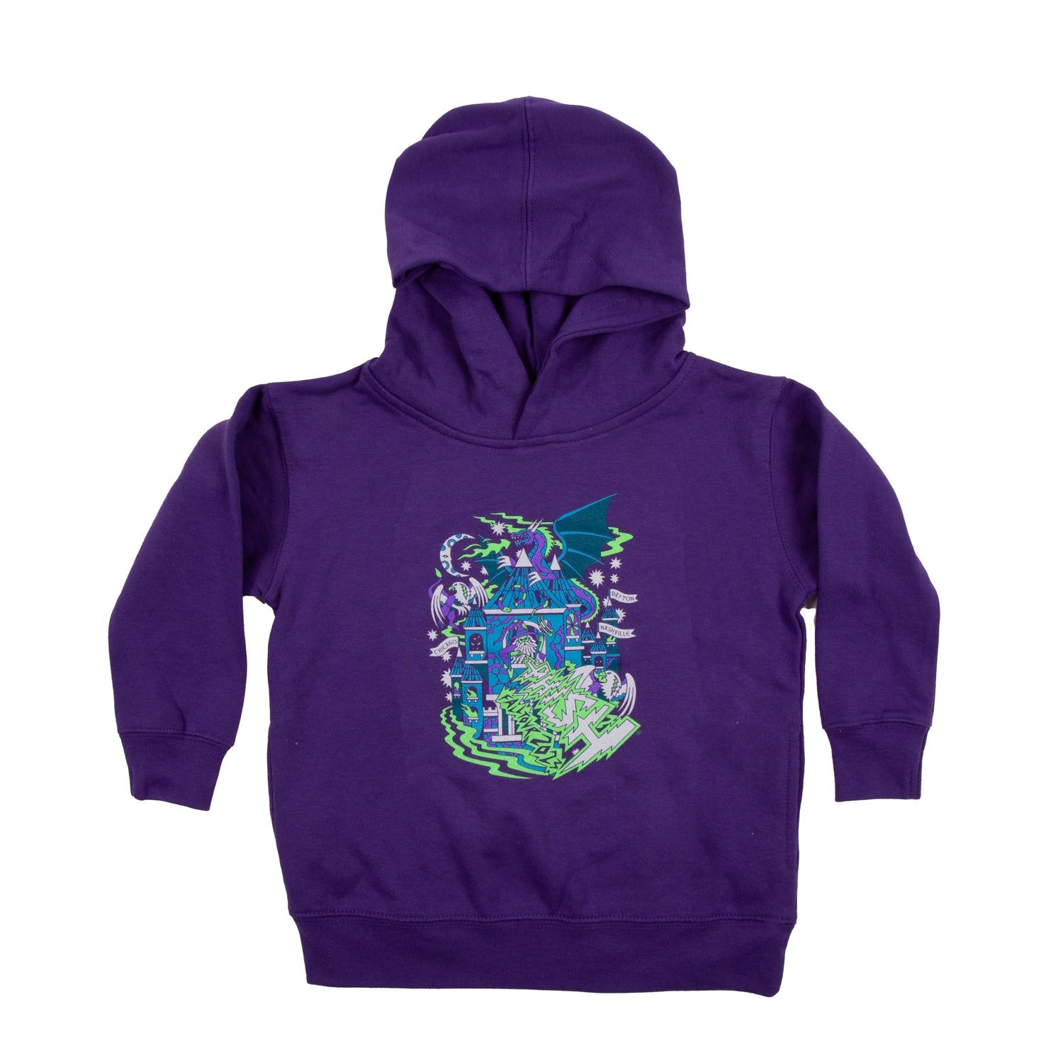 Fall '23 Kid's Crumbling Castle Hoodie on Purple