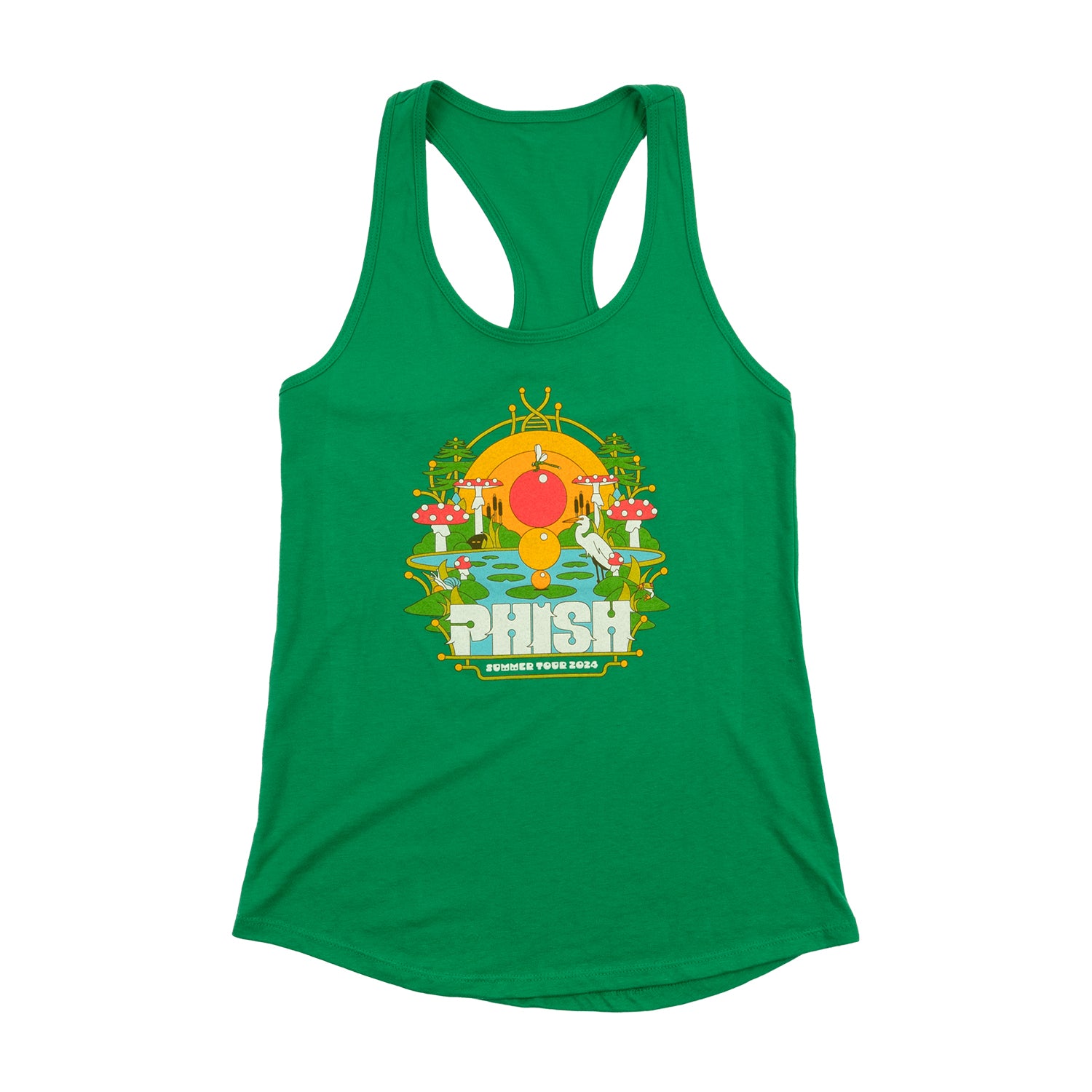 Womens Pond Life Summer 24 Tank Top on Kelly Green