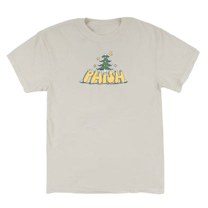 Beige t-shirt with 'Phish' logo featuring a tree on a white background