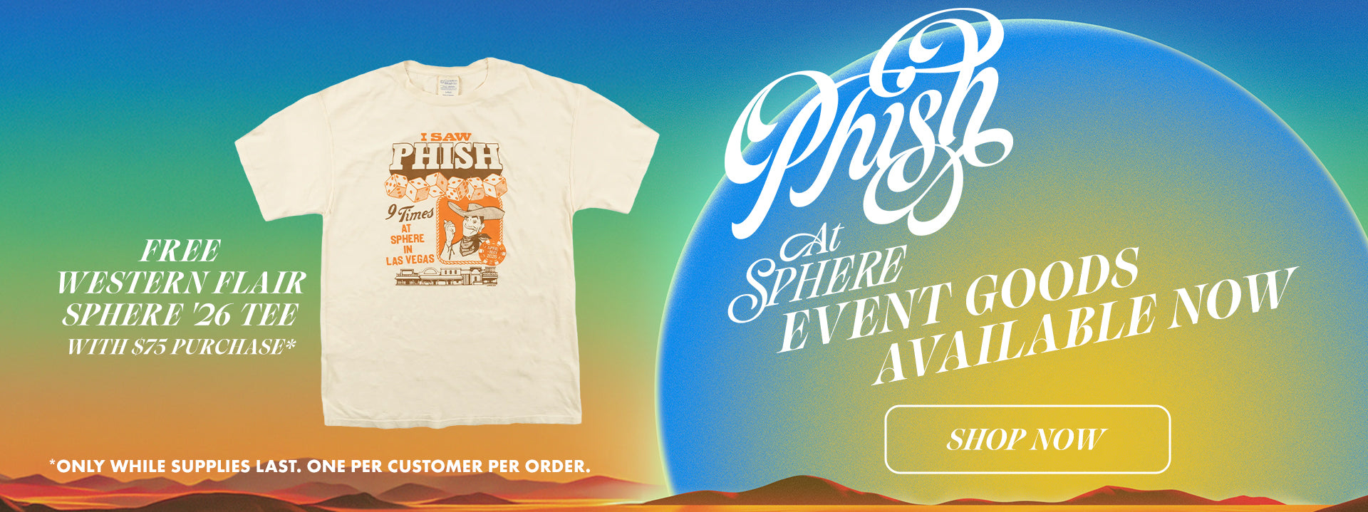 Phish at Sphere - Event Goods Available Now! Free tee with $75 purchase.